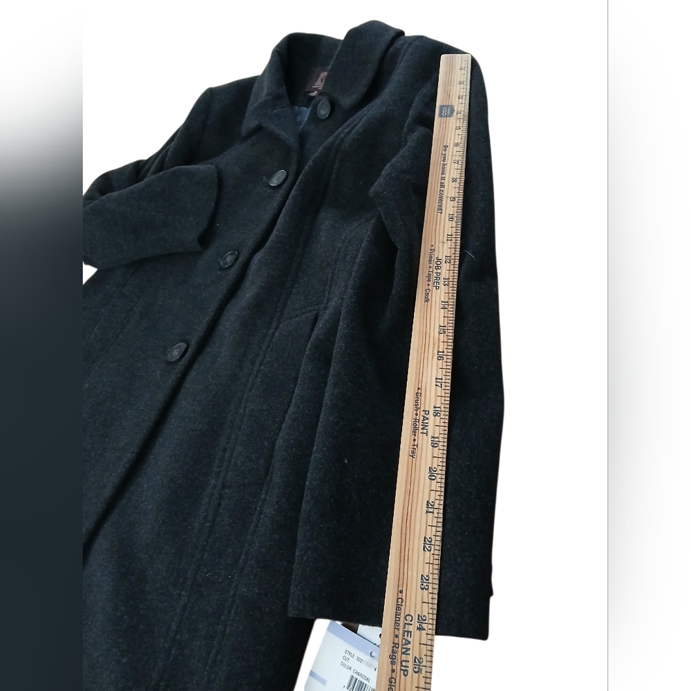 NWT Anne Klein Cashmere Blend Women's Size 18 Classic Charcoal Trench Pea Coat - Picture 8 of 9